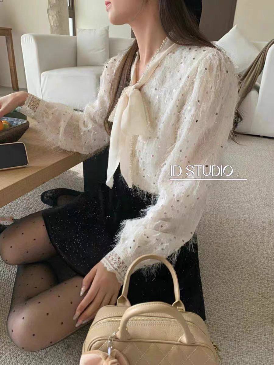 شومیز مجلسی پولکی وارداتی کد ۳۰۵۰