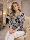 شومیز طرح دار وارداتی یقه هفتی ۲۹۵۹