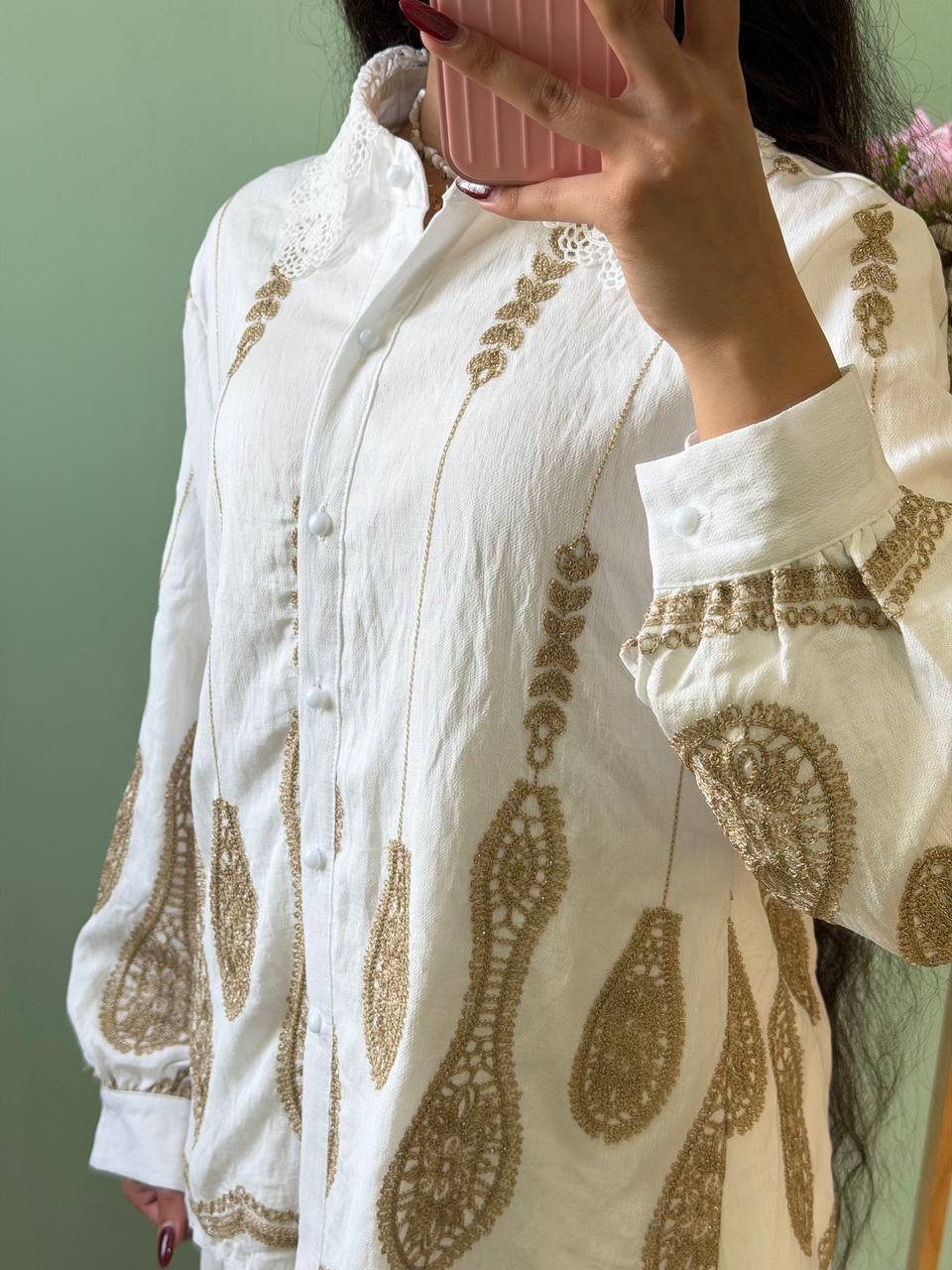 ست بلوز و شلوار گلدوزی وارداتی (سه رنگ) کد ۳۱۰۱