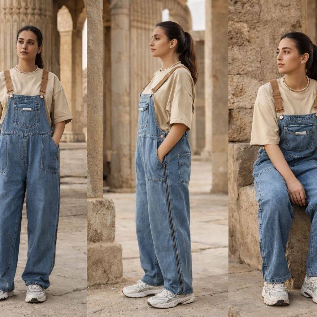 بیلرسوت (پیشبندی) جین زنانه و دخترانه