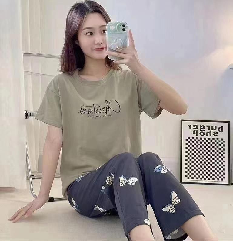 ست دو تیکه نخ پنبه راحتی وارداتی زنانه و دخترانه