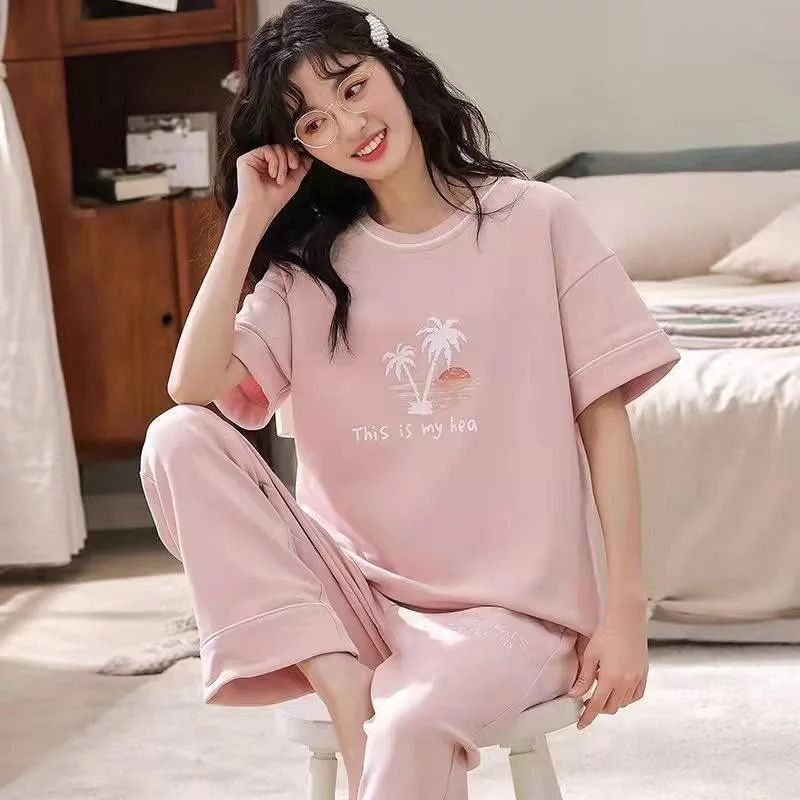 ست دو تیکه نخ پنبه راحتی وارداتی زنانه و دخترانه