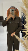 ست کراپ شومیز و شلوار وارداتی miumiu در سه رنگ