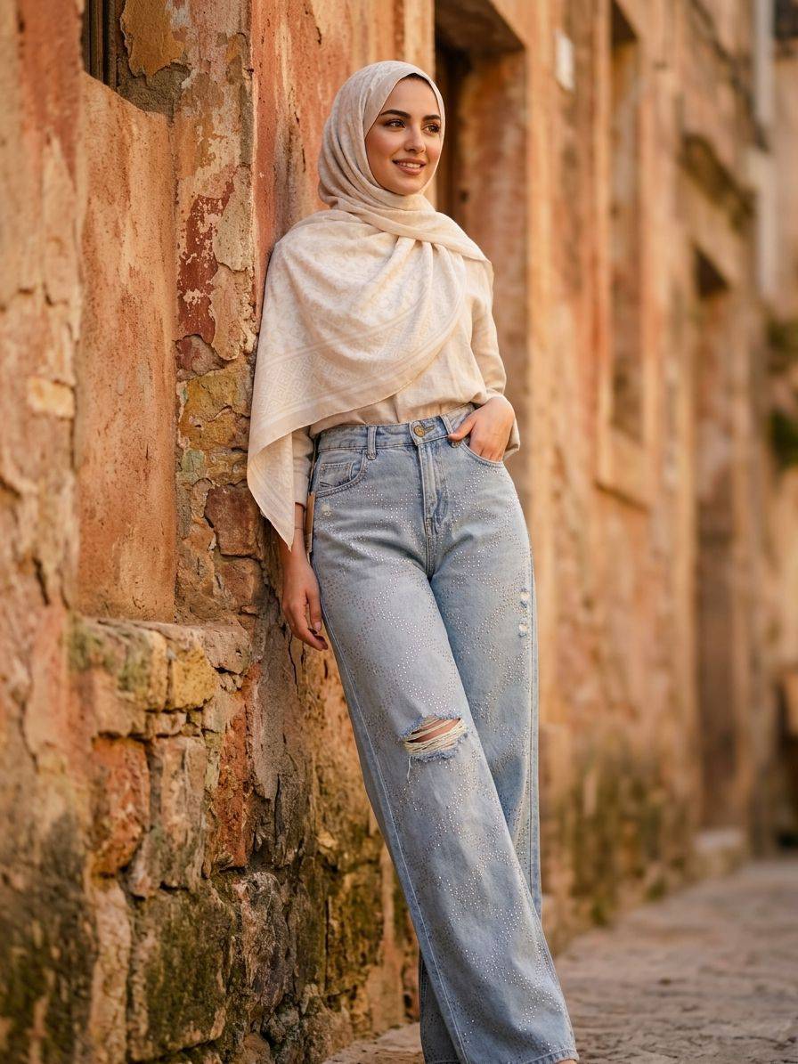 شلوار جین نگین دار وارداتی