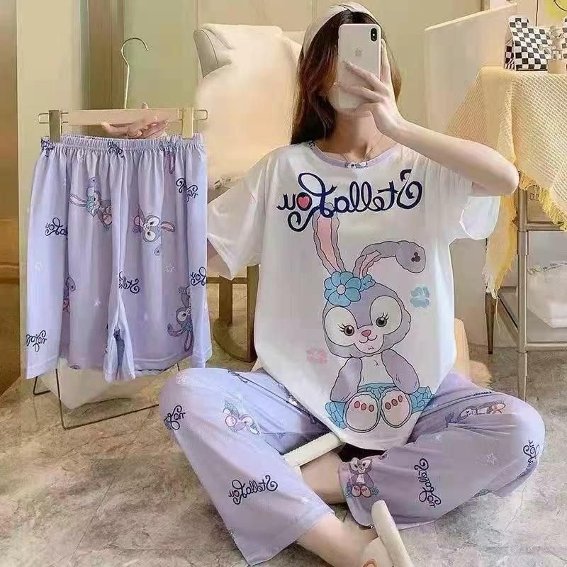 ست سه تیکه زنانه و دخترانه وارداتی (بلوز+شلوار+شورتک)