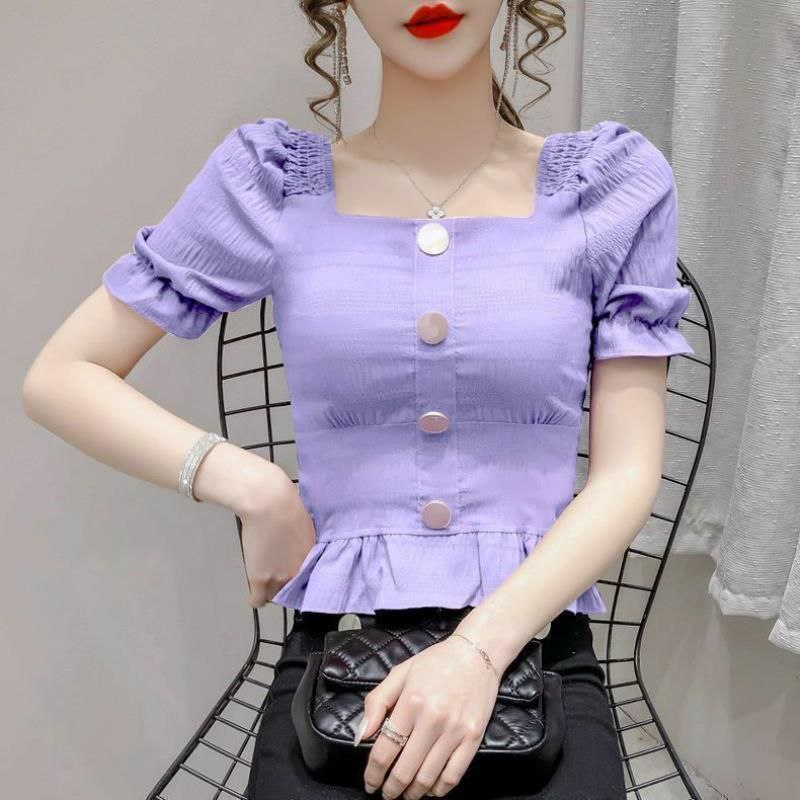 کراپ شومیز وارداتی تکرنگ