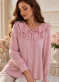 شومیز زنانه وارداتی غنچه تکرنگ زیبا