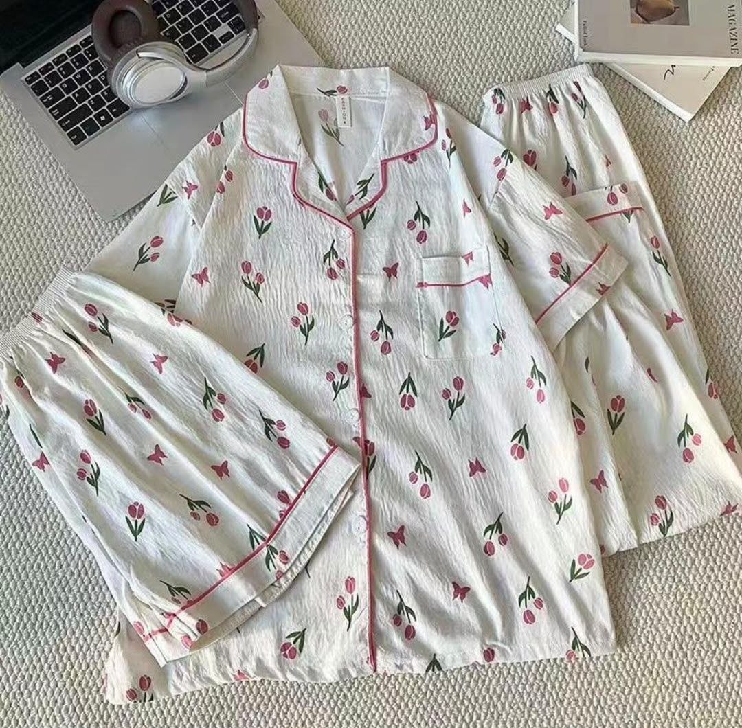 ست سه تیکه نخی زنانه و دخترانه وارداتی