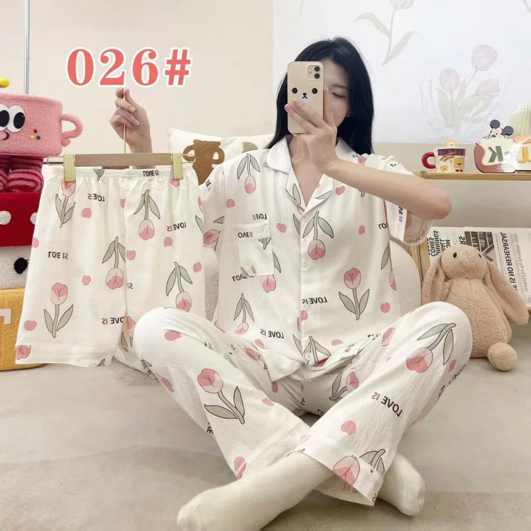 ست سه تیکه نخی زنانه و دخترانه وارداتی