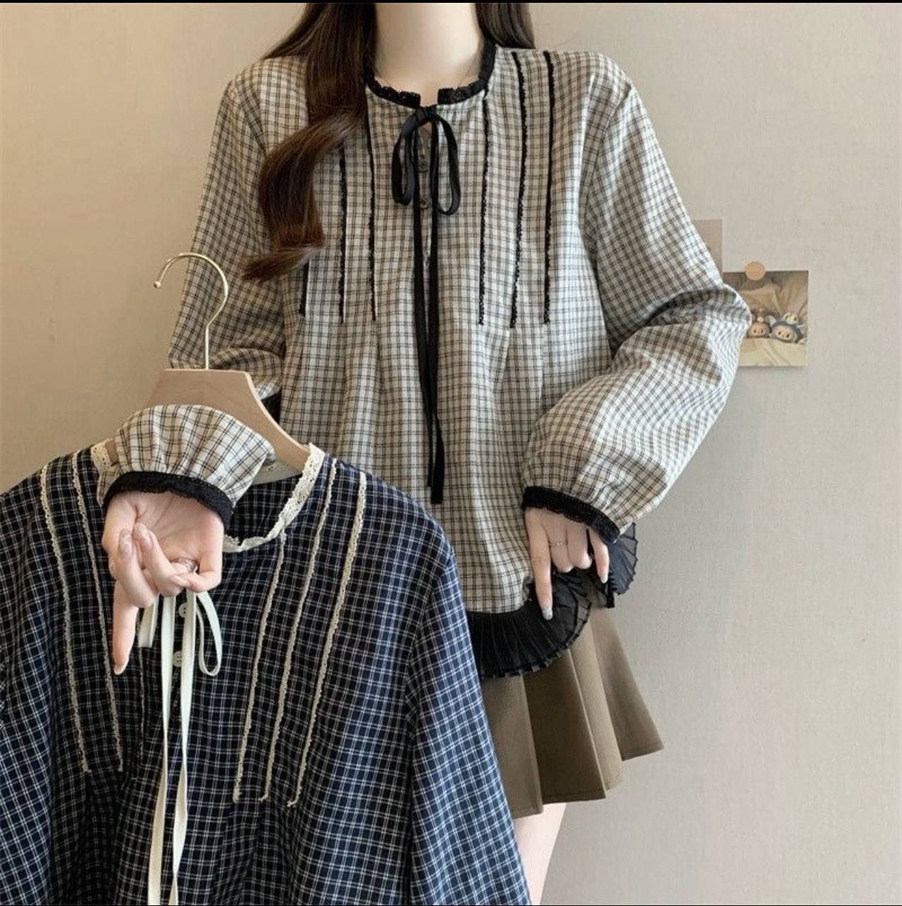 شومیز چهار خونه زنانه و دخترانه وارداتی در چهار رنگ