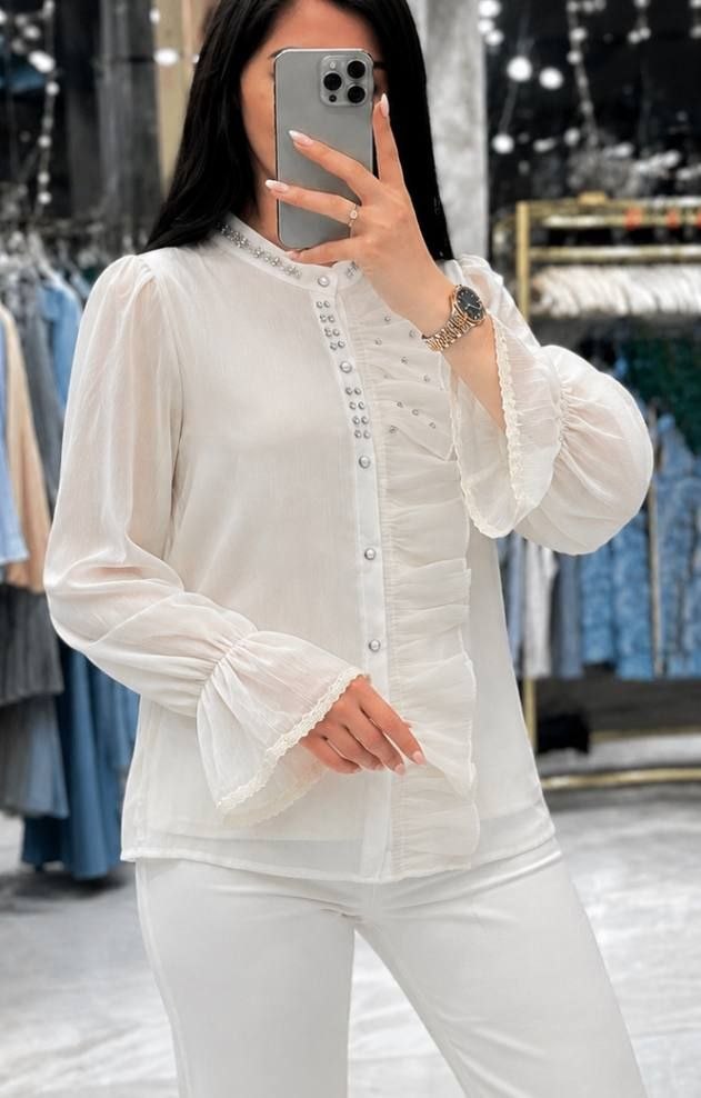 شومیز سفید وارداتی تکرنگ
