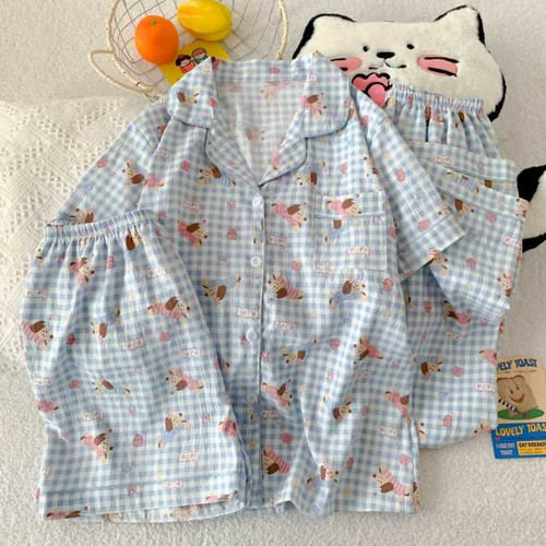 ست سه تیکه چهارخونه زنانه و دخترانه وارداتی (بلوز+شلوار+شورتک)