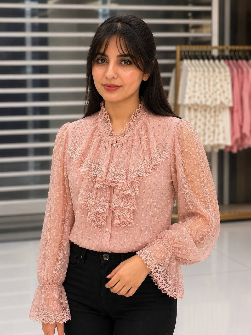 شومیز شیک زنانه دانتل مجلسی وارداتی در رنگبندی