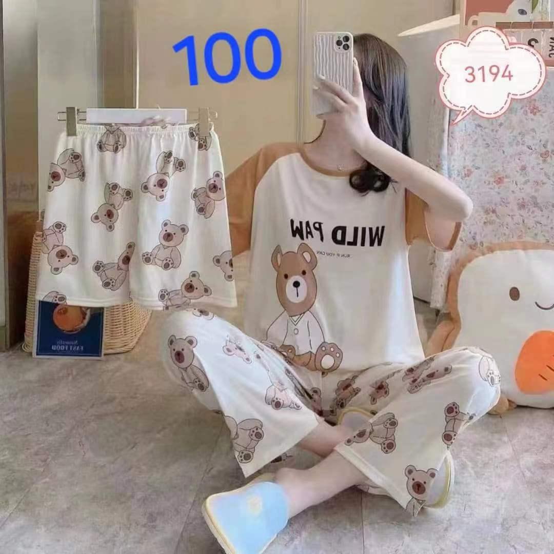 ست سه تیکه زنانه و دخترانه وارداتی (تیشرت+شلوار+شورتک)