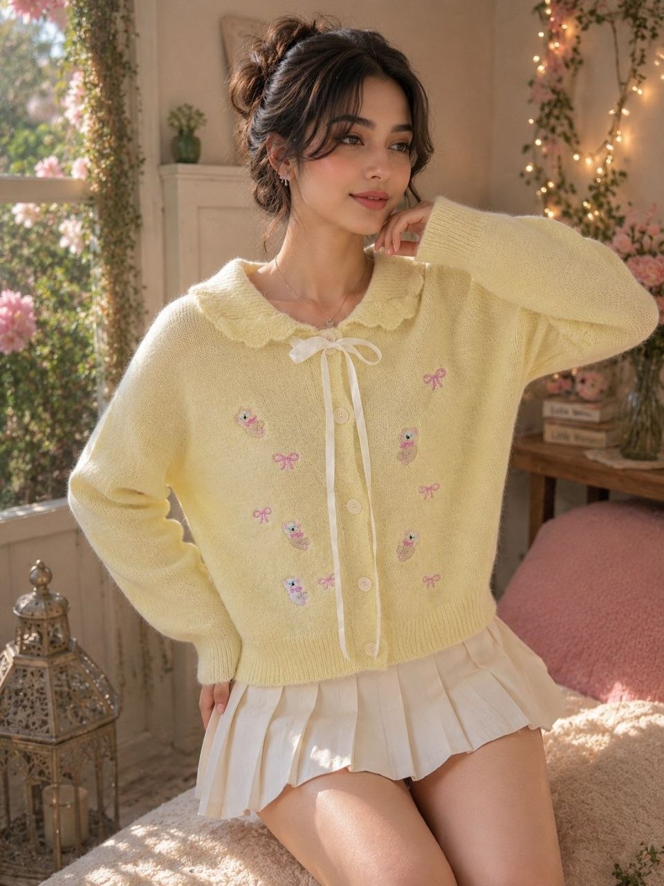 ژاکت بافت جلو دکمه زنانه وارداتی در رنگبندی
