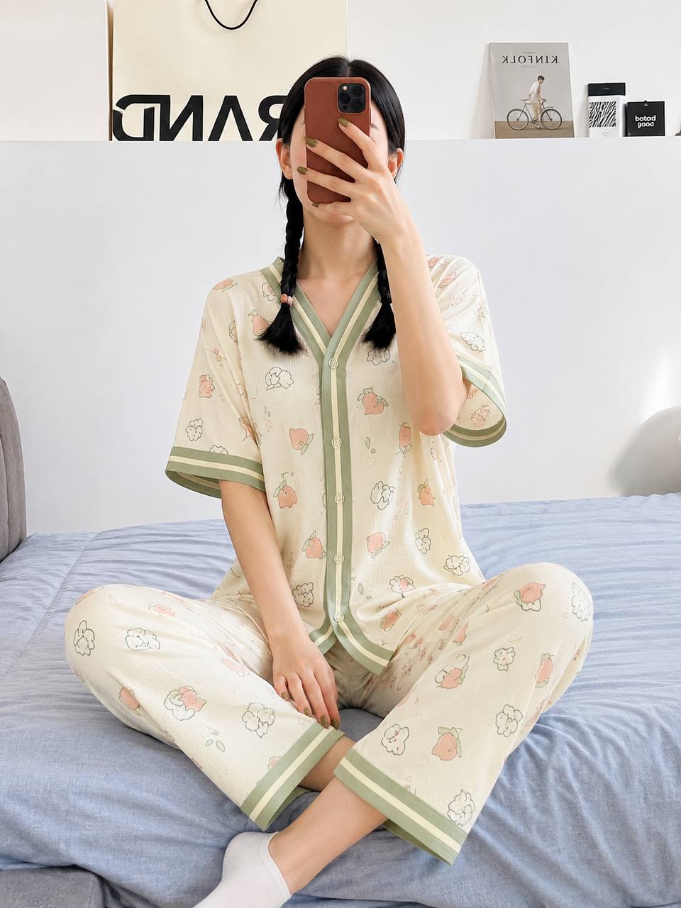 ست بلوز و شلوار راحتی نخی زنانه وارداتی