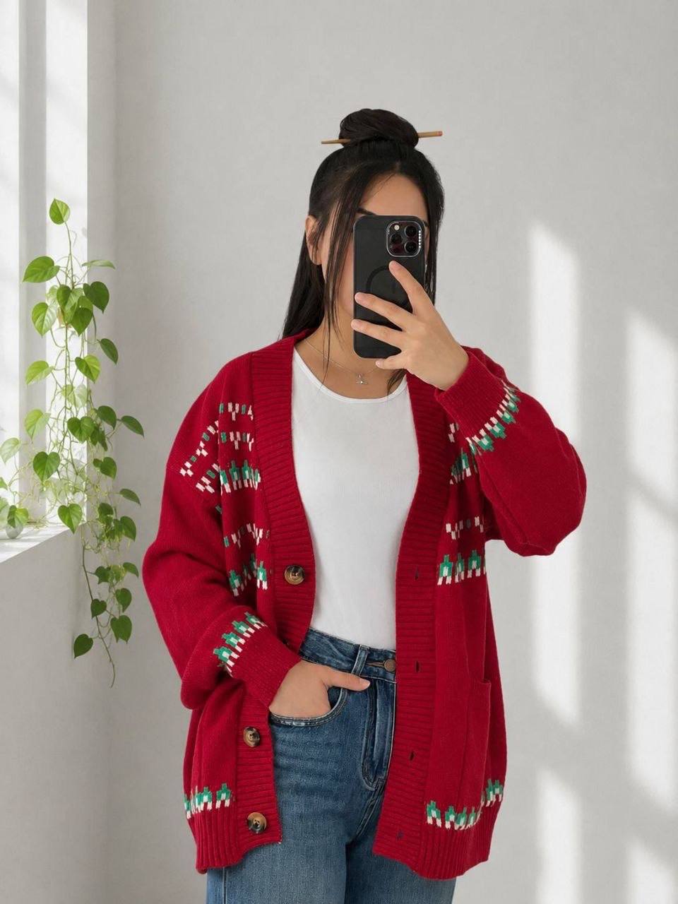 ژاکت بافت بلند جلودکمه وارداتی در سه رنگ