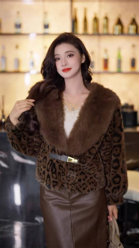 کت پلنگی خزدار وارداتی زنانه